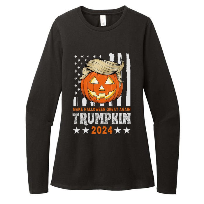 Trumpkin Make Halloween Great Again Flag Pumpkin Trump 2024 Womens CVC Long Sleeve Shirt