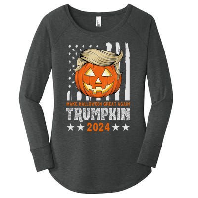 Trumpkin Make Halloween Great Again Flag Pumpkin Trump 2024 Women's Perfect Tri Tunic Long Sleeve Shirt