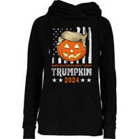 Trumpkin Make Halloween Great Again Flag Pumpkin Trump 2024 Womens Funnel Neck Pullover Hood