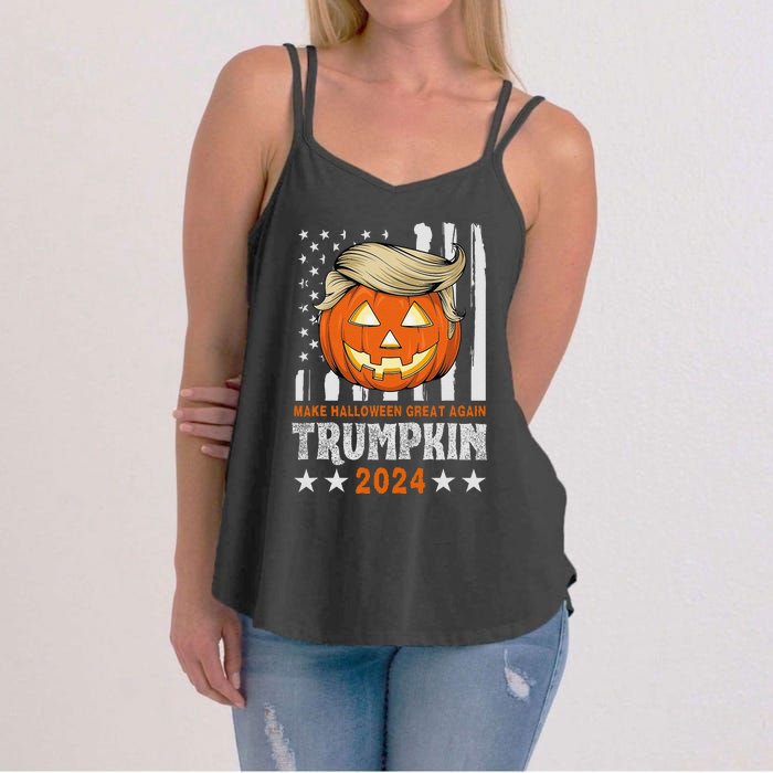 Trumpkin Make Halloween Great Again Flag Pumpkin Trump 2024 Women's Strappy Tank