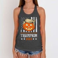 Trumpkin Make Halloween Great Again Flag Pumpkin Trump 2024 Women's Knotted Racerback Tank