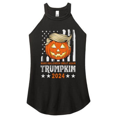 Trumpkin Make Halloween Great Again Flag Pumpkin Trump 2024 Women's Perfect Tri Rocker Tank