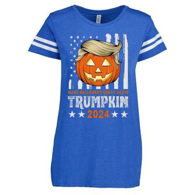 Trumpkin Make Halloween Great Again Flag Pumpkin Trump 2024 Enza Ladies Jersey Football T-Shirt