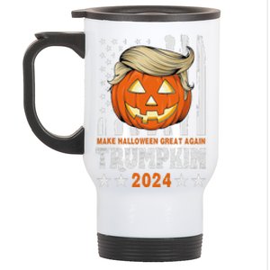 Trumpkin Make Halloween Great Again Flag Pumpkin Trump 2024 Stainless Steel Travel Mug