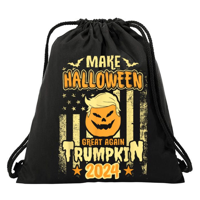 Trumpkin Make Halloween Great Again Funny Pumpkin Trump 2024 Drawstring Bag