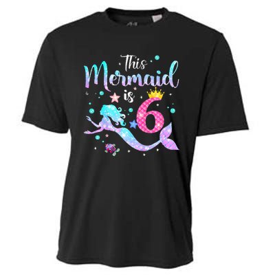 This Mermaid Is 6th Birthday Daughter Cooling Performance Crew T-Shirt