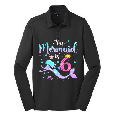 This Mermaid Is 6th Birthday Daughter Silk Touch Performance Long Sleeve Polo