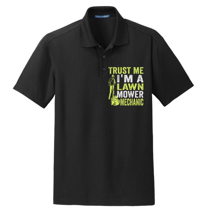 Trust Me IM A Lawn Mower Mechanic Funny Gardening Father Dry Zone Grid Polo