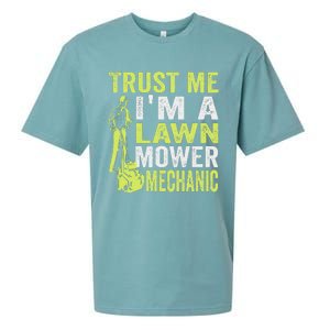 Trust Me IM A Lawn Mower Mechanic Funny Gardening Father Sueded Cloud Jersey T-Shirt