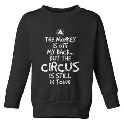 The Monkey Is Off My Back Sobriety Anniversary Sober Aa Na Toddler Sweatshirt