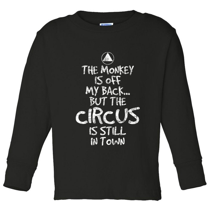 The Monkey Is Off My Back Sobriety Anniversary Sober Aa Na Toddler Long Sleeve Shirt