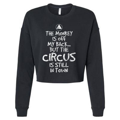 The Monkey Is Off My Back Sobriety Anniversary Sober Aa Na Cropped Pullover Crew