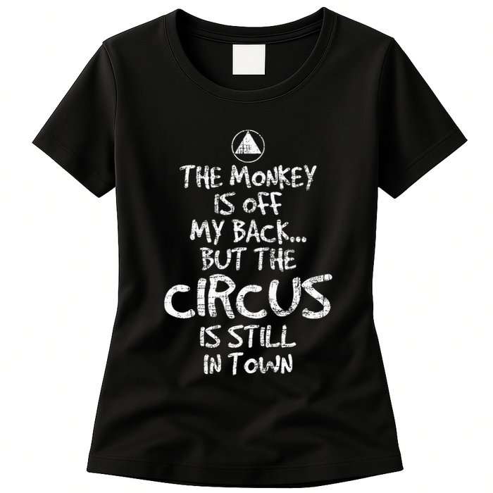 The Monkey Is Off My Back Sobriety Anniversary Sober Aa Na Womens T-Shirt