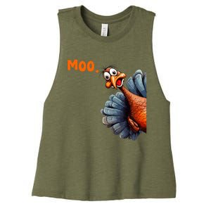 Turkey Moo IM A Cow Women's Racerback Cropped Tank