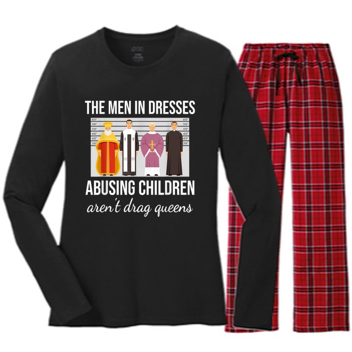 The Men In Dresses Abusing Children Aren't Drag Queens Women's Long Sleeve Flannel Pajama Set 