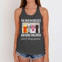 The Men In Dresses Abusing Children Aren't Drag Queens Women's Knotted Racerback Tank