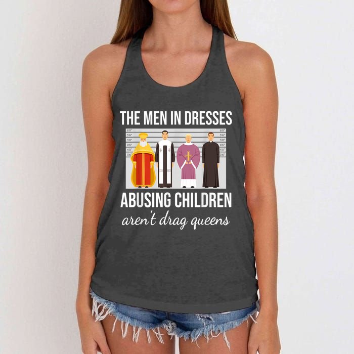 The Men In Dresses Abusing Children Aren't Drag Queens Women's Knotted Racerback Tank