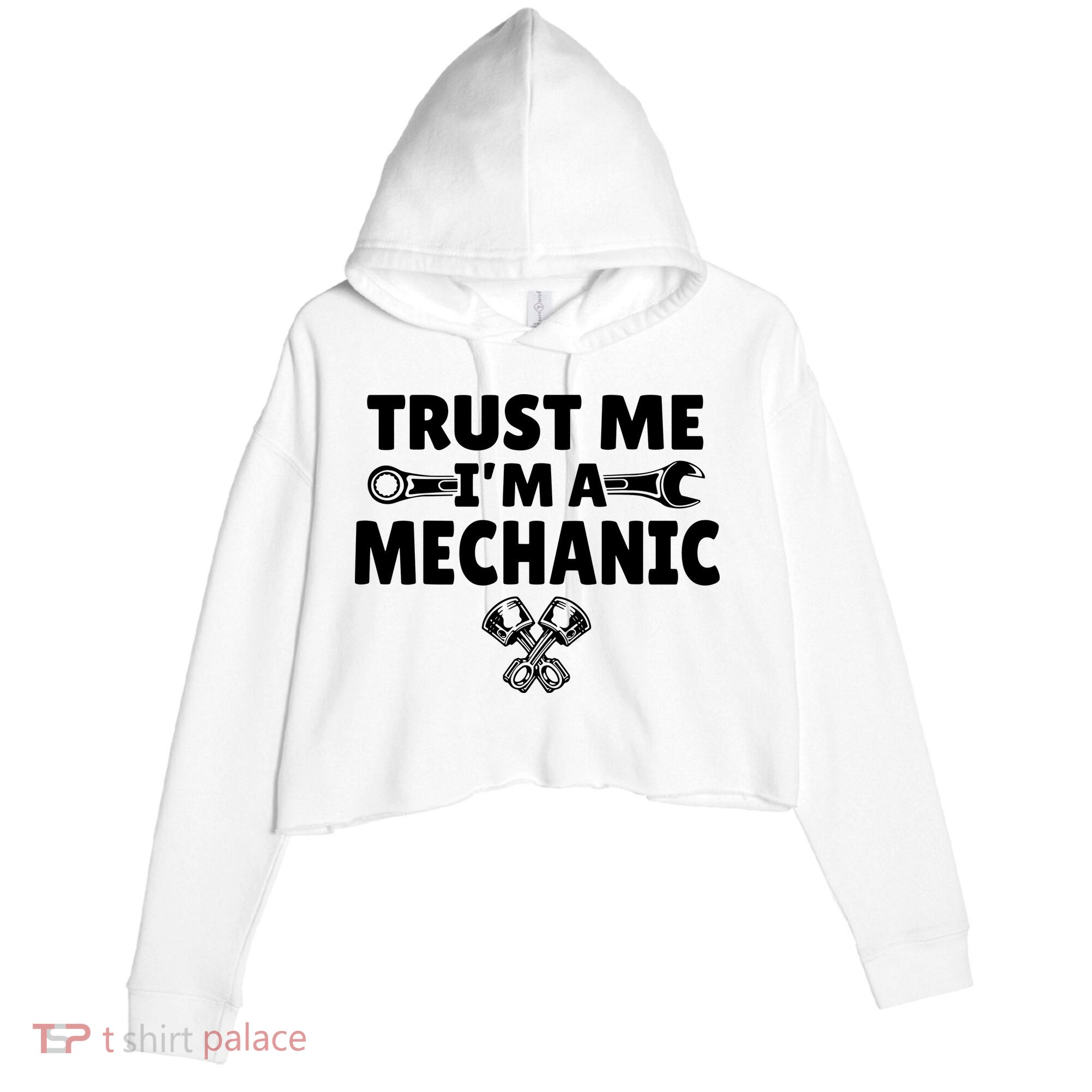 Trust Me I'm A Bike Mechanic Crop Fleece Hoodie
