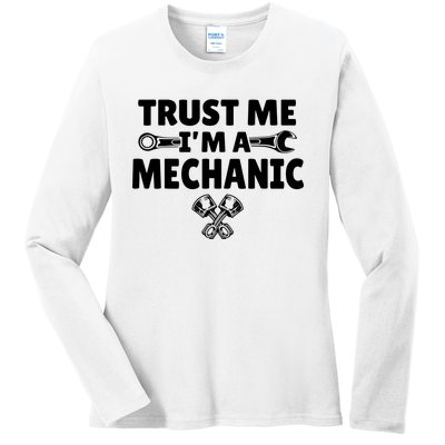 Trust Me I'm A Bike Mechanic Ladies Long Sleeve Shirt