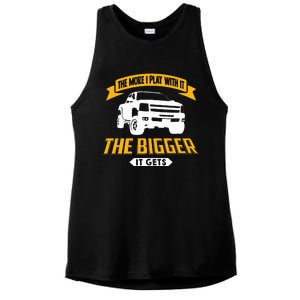 The More I Play With It The Bigger It Gets Lifted Truck Ladies PosiCharge Tri-Blend Wicking Tank