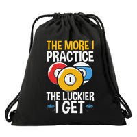 The More I Practice 8 Ball Playing Pool Billards Drawstring Bag