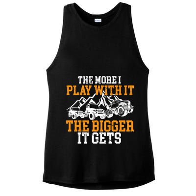 The More I Play With It The Bigger It Gets I Funny Truck Ladies PosiCharge Tri-Blend Wicking Tank