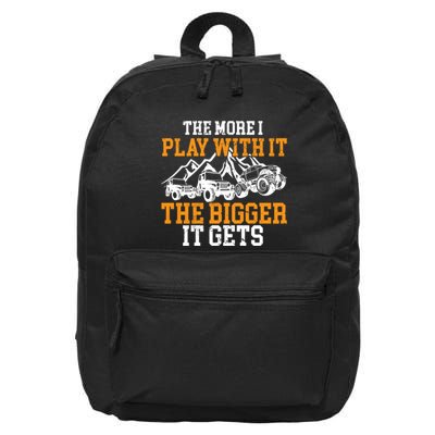 The More I Play With It The Bigger It Gets I Funny Truck 16 in Basic Backpack