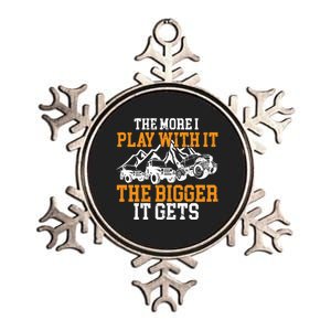 The More I Play With It The Bigger It Gets I Funny Truck Metallic Star Ornament