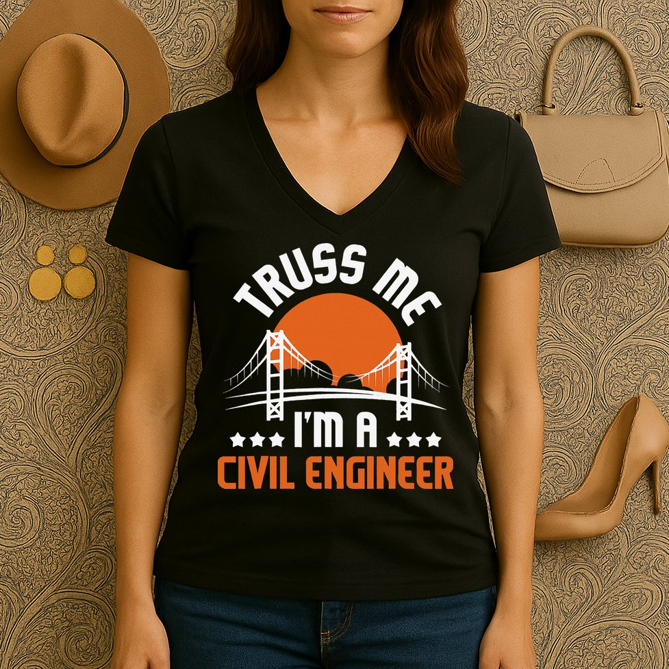 Truss Me I'm A Civil Engineer Bridge Builder Construction Women's V-Neck T-Shirt