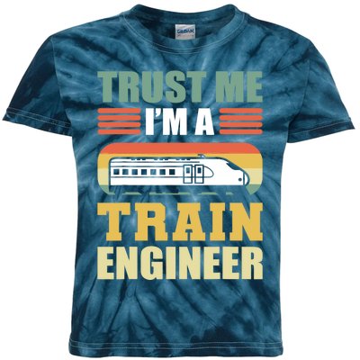 Trust Me I'm A Train Engineer Railroad Engineer Kids Tie-Dye T-Shirt