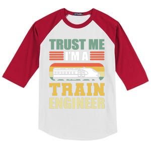 Trust Me I'm A Train Engineer Railroad Engineer Kids Colorblock Raglan Jersey