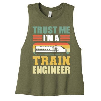 Trust Me I'm A Train Engineer Railroad Engineer Women's Racerback Cropped Tank