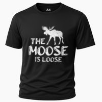 The Moose Is Loose Funny Wildlife Animal Canadian Elk Moose Cooling Performance Crew T-Shirt