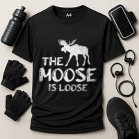 The Moose Is Loose Funny Wildlife Animal Canadian Elk Moose Cooling Performance Crew T-Shirt
