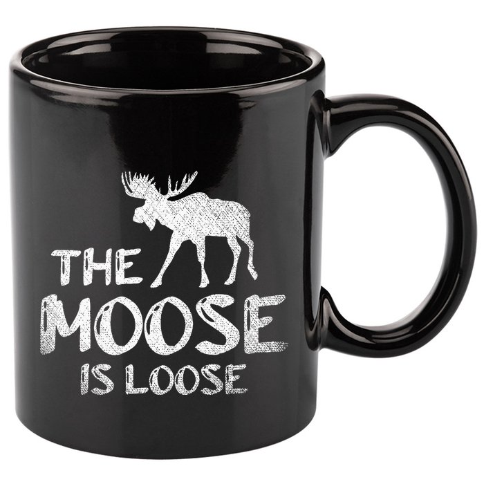 The Moose Is Loose Funny Wildlife Animal Canadian Elk Moose 11oz C Handle Ceramic Mug