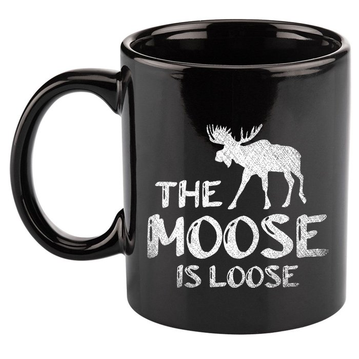 The Moose Is Loose Funny Wildlife Animal Canadian Elk Moose 11oz C Handle Ceramic Mug