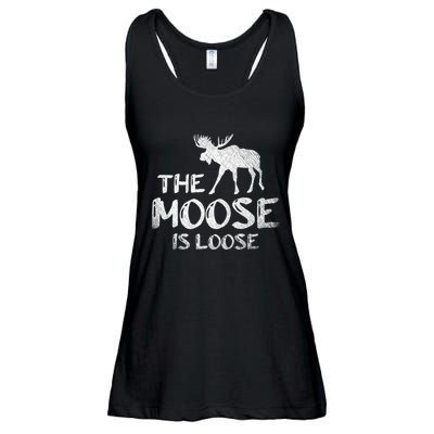 The Moose Is Loose Funny Wildlife Animal Canadian Elk Moose Ladies Essential Flowy Tank
