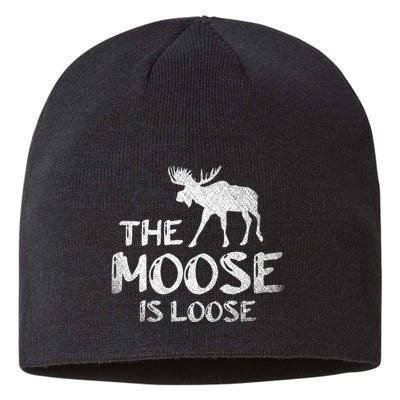 The Moose Is Loose Funny Wildlife Animal Canadian Elk Moose Sustainable Beanie