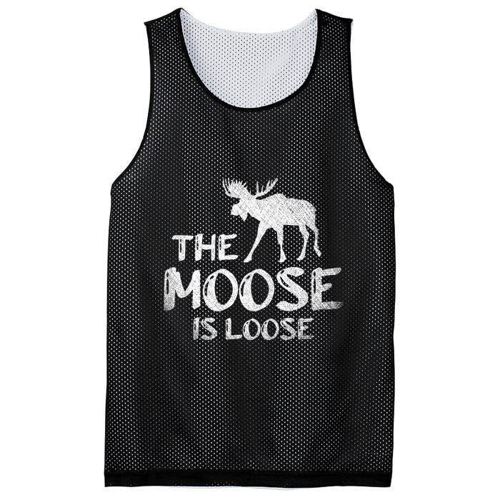 The Moose Is Loose Funny Wildlife Animal Canadian Elk Moose Mesh Reversible Basketball Jersey Tank