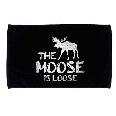 The Moose Is Loose Funny Wildlife Animal Canadian Elk Moose Microfiber Hand Towel
