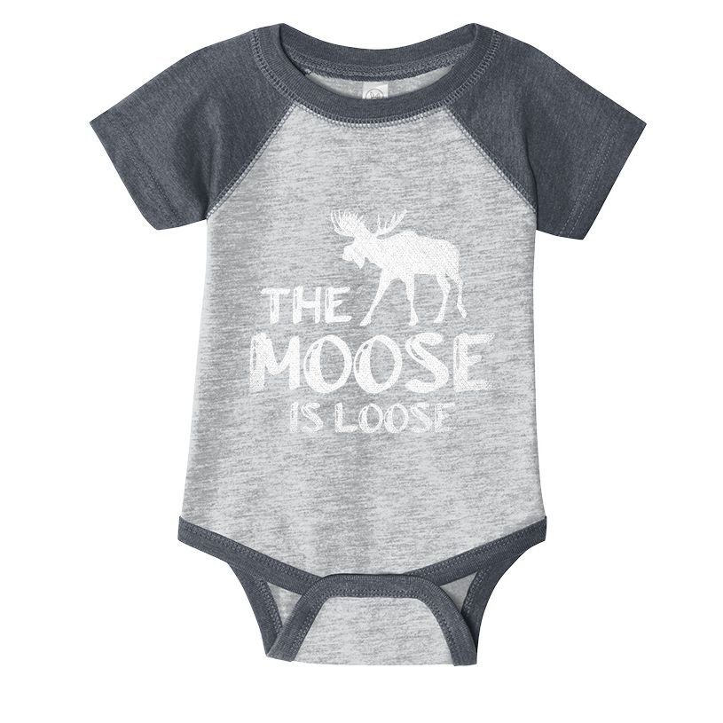 The Moose Is Loose Funny Wildlife Animal Canadian Elk Moose Infant Baby Jersey Bodysuit