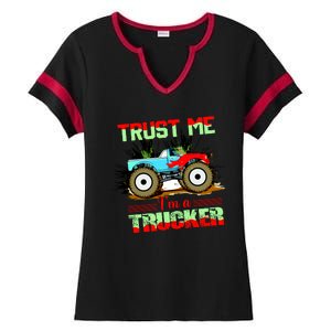 Trust Me I'm A Trucker Monster Truck Ladies Halftime Notch Neck Tee