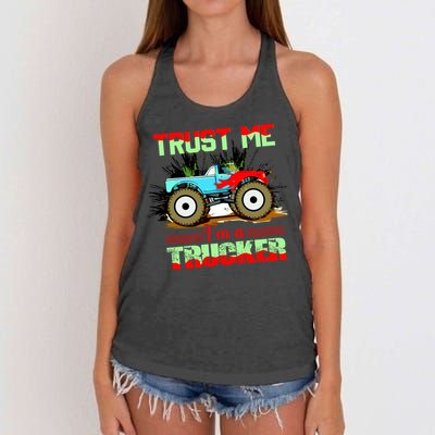 Trust Me I'm A Trucker Monster Truck Women's Knotted Racerback Tank