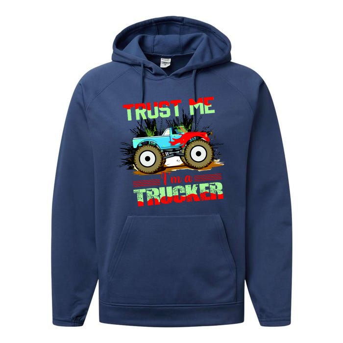 Trust Me I'm A Trucker Monster Truck Performance Fleece Hoodie