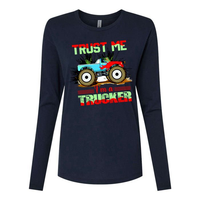 Trust Me I'm A Trucker Monster Truck Womens Cotton Relaxed Long Sleeve T-Shirt