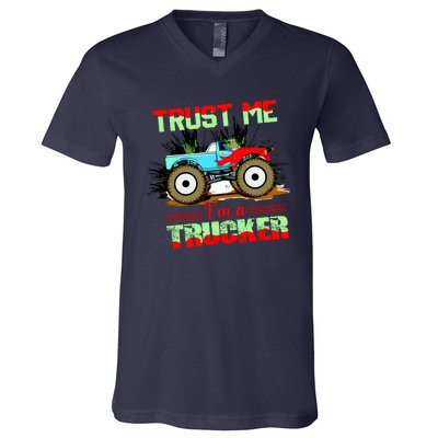 Trust Me I'm A Trucker Monster Truck V-Neck T-Shirt