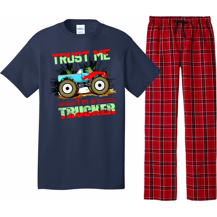 Trust Me I'm A Trucker Monster Truck Pajama Set