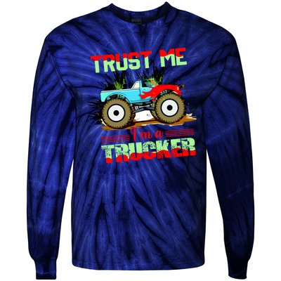 Trust Me I'm A Trucker Monster Truck Tie-Dye Long Sleeve Shirt