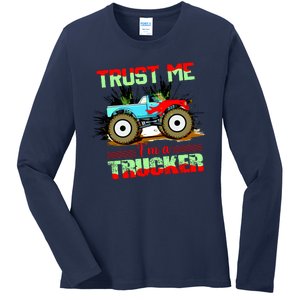 Trust Me I'm A Trucker Monster Truck Ladies Long Sleeve Shirt