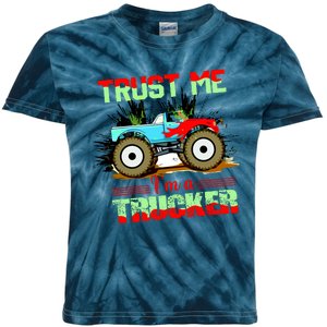 Trust Me I'm A Trucker Monster Truck Kids Tie-Dye T-Shirt